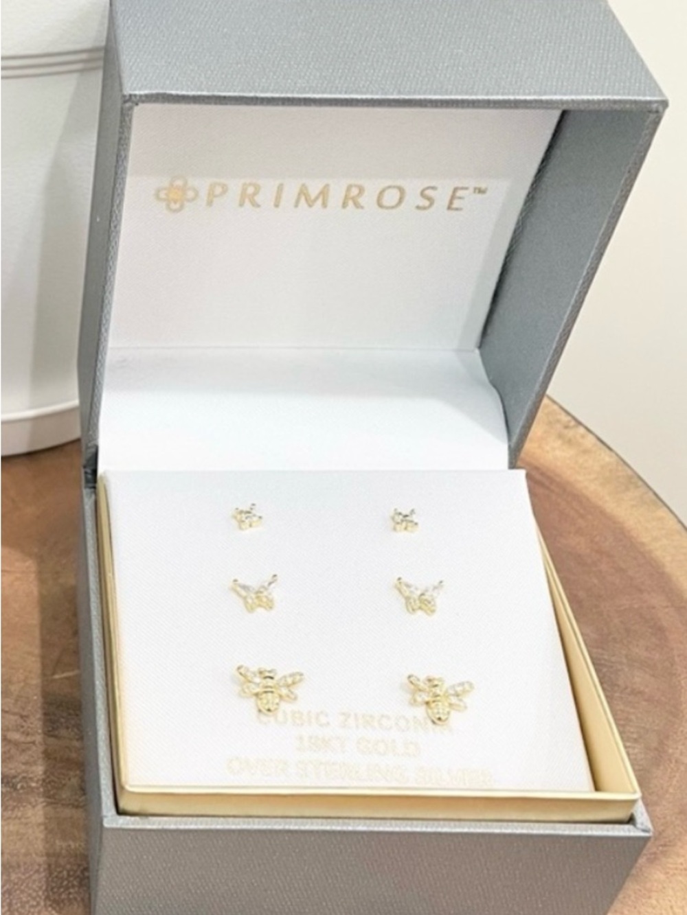 Primrose Gold Butterfly & Crown Earring Set - Yellow Gold - Picture 2 of 2